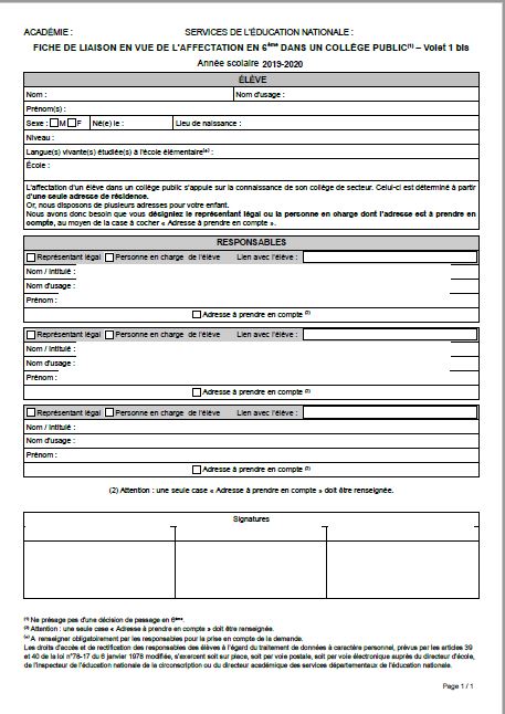 Volet 1bis- Affelnet 6ème