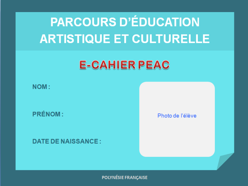 Page De Garde Peac E-Cahier PEAC – cycles 1 – 2 – 3 – Direction de l'éducation et des